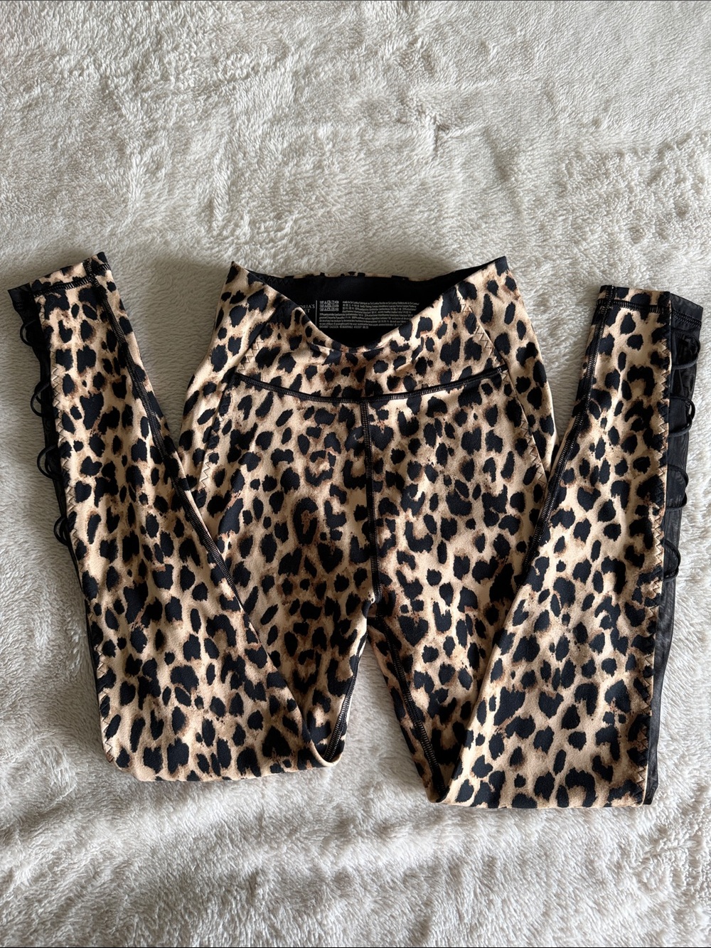 Women’s VS Leopard Print Leggings - Tan and Black
